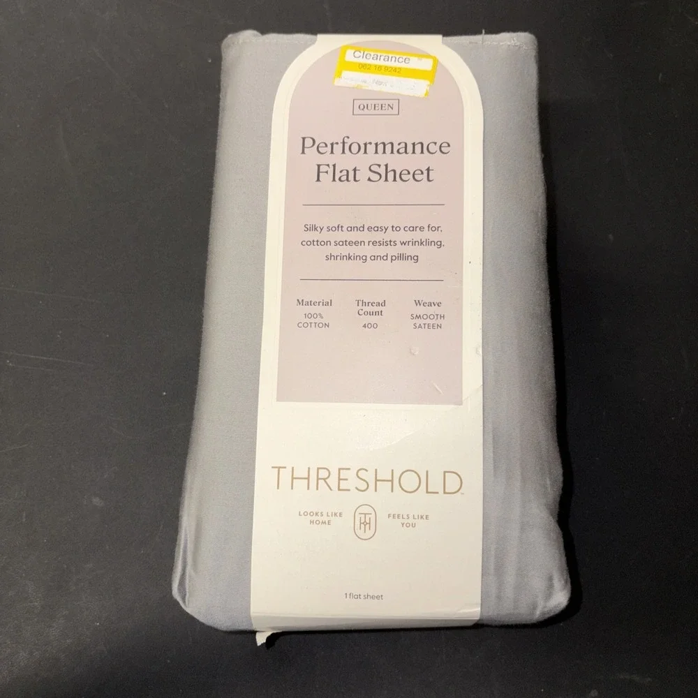 Queen 400 Thread Count Performance Flat Sheet Gray - Threshold: Cotton 28325